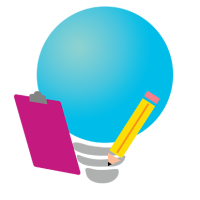 decorative image of lightbulb holding a pencil and clipboard